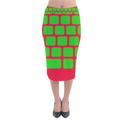 Keyboard Keys Computer Input Pc Velvet Midi Pencil Skirt by Ravend