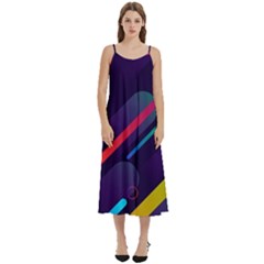 Colorful Abstract Background Casual Spaghetti Strap Midi Dress