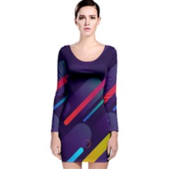 Colorful Abstract Background Long Sleeve Velvet Bodycon Dress