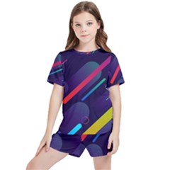 Colorful Abstract Background Kids  T-shirt And Sports Shorts Set by Ravend