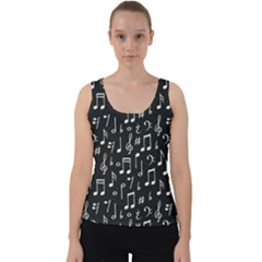 Chalk Music Notes Signs Seamless Pattern Velvet Tank Top