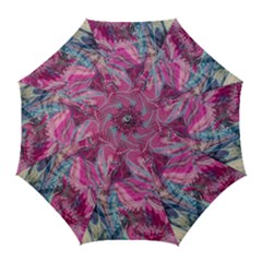 Fuchsia Waves Golf Umbrellas by kaleidomarblingart