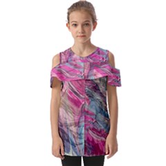 Fuchsia Waves Fold Over Open Sleeve Top by kaleidomarblingart