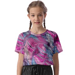 Fuchsia Waves Kids  Basic T-shirt by kaleidomarblingart