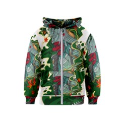 Armor Japan Maple Leaves Samurai Mask Cut Kids  Zipper Hoodie by Ndabl3x