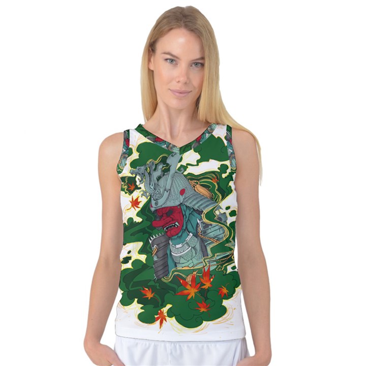 Armor Japan Maple Leaves Samurai Mask Cut Women s Basketball Tank Top