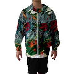 Armor Japan Maple Leaves Samurai Mask Cut Kids  Hooded Windbreaker