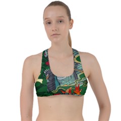 Armor Japan Maple Leaves Samurai Mask Cut Criss Cross Racerback Sports Bra by Ndabl3x