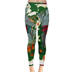 Armor Japan Maple Leaves Samurai Mask Cut Inside Out Leggings by Ndabl3x