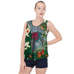 Armor Japan Maple Leaves Samurai Mask Cut Bubble Hem Chiffon Tank Top by Ndabl3x