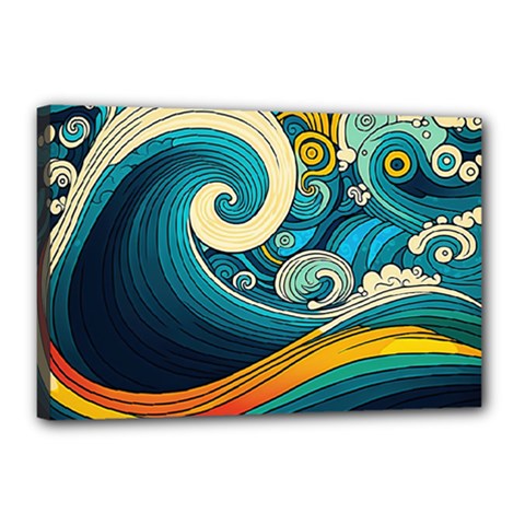 Waves Ocean Sea Abstract Whimsical Abstract Art 3 Canvas 18  X 12  (stretched) by Ndabl3x