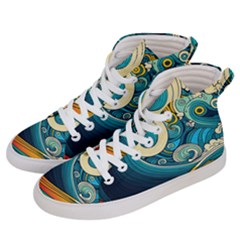 Waves Ocean Sea Abstract Whimsical Abstract Art 3 Men s Hi-top Skate Sneakers by Ndabl3x