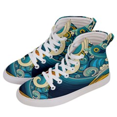 Waves Ocean Sea Abstract Whimsical Abstract Art 3 Women s Hi-top Skate Sneakers by Ndabl3x