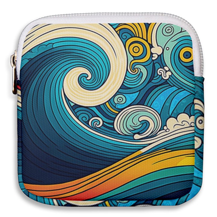 Waves Ocean Sea Abstract Whimsical Abstract Art 3 Mini Square Pouch