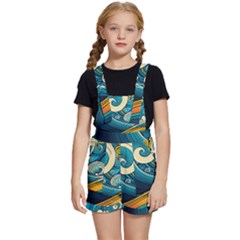 Waves Ocean Sea Abstract Whimsical Abstract Art 3 Kids  Short Overalls by Ndabl3x