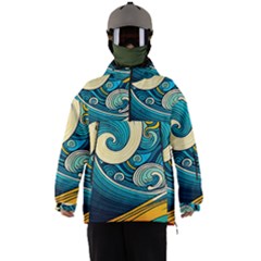 Waves Ocean Sea Abstract Whimsical Abstract Art 3 Men s Ski And Snowboard Waterproof Breathable Jacket