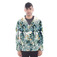 Vintage Retro Flowers Leaves Foliage Plants Men s Hooded Windbreaker