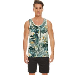 Vintage Retro Flowers Leaves Foliage Plants Men s Wide Collar Tank Top by Ndabl3x