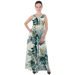 Vintage Retro Flowers Leaves Foliage Plants Empire Waist Velour Maxi Dress by Ndabl3x