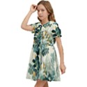 Vintage Retro Flowers Leaves Foliage Plants Kids  Bow Tie Puff Sleeve Dress View3