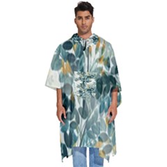 Vintage Retro Flowers Leaves Foliage Plants Men s Hooded Rain Ponchos by Ndabl3x