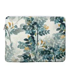 Vintage Retro Flowers Leaves Foliage Plants 15  Vertical Laptop Sleeve Case With Pocket by Ndabl3x