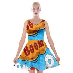 Comical Words Animals Comic Omics Crazy Graffiti Velvet Skater Dress by Bedest