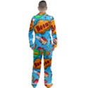 Comical Words Animals Comic Omics Crazy Graffiti Men s Long Sleeve Satin Pajamas Set View2