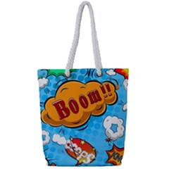 Comical Words Animals Comic Omics Crazy Graffiti Full Print Rope Handle Tote (small) by Bedest