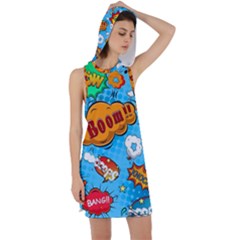 Comical Words Animals Comic Omics Crazy Graffiti Racer Back Hoodie Dress by Bedest