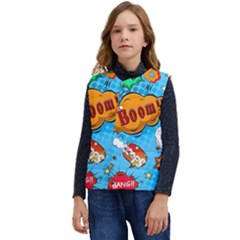 Comical Words Animals Comic Omics Crazy Graffiti Kid s Button Up Puffer Vest	