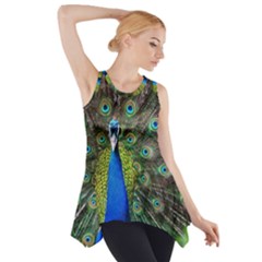 Peacock Bird Feathers Pheasant Nature Animal Texture Pattern Side Drop Tank Tunic