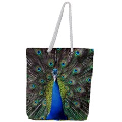 Peacock Bird Feathers Pheasant Nature Animal Texture Pattern Full Print Rope Handle Tote (large) by Bedest