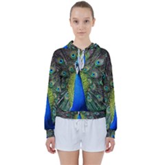 Peacock Bird Feathers Pheasant Nature Animal Texture Pattern Women s Tie Up Sweat