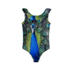 Peacock Bird Feathers Pheasant Nature Animal Texture Pattern Kids  Frill Swimsuit by Bedest