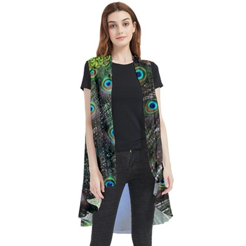 Peacock Bird Feathers Pheasant Nature Animal Texture Pattern Sleeveless Chiffon Waistcoat Shirt by Bedest