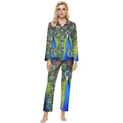 Peacock Bird Feathers Pheasant Nature Animal Texture Pattern Womens  Long Sleeve Velvet Pocket Pajamas Set by Bedest