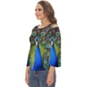 Peacock Bird Feathers Pheasant Nature Animal Texture Pattern Cut Out Wide Sleeve Top View2