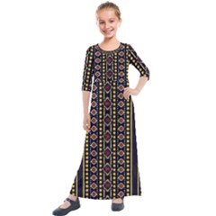 Background Art Pattern Design Kids  Quarter Sleeve Maxi Dress