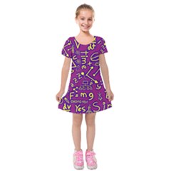 Background Doodles Math Kids  Short Sleeve Velvet Dress