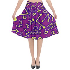 Background Doodles Math Flared Midi Skirt by Bedest