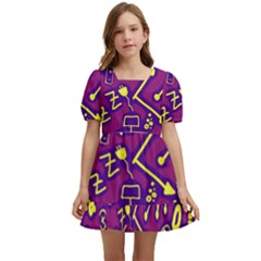 Background Doodles Math Kids  Short Sleeve Dolly Dress by Bedest