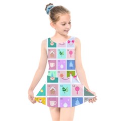 Christmas Wreath Advent Kids  Skater Dress Swimsuit by Bedest