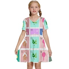 Christmas Wreath Advent Kids  Short Sleeve Tiered Mini Dress by Bedest