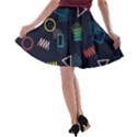 Memphis Seamless Patterns Abstract Jumble Textures A-line Skater Skirt View2