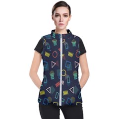 Memphis Seamless Patterns Abstract Jumble Textures Women s Puffer Vest