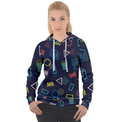 Memphis Seamless Patterns Abstract Jumble Textures Women s Overhead Hoodie