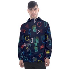 Memphis Seamless Patterns Abstract Jumble Textures Men s Front Pocket Pullover Windbreaker