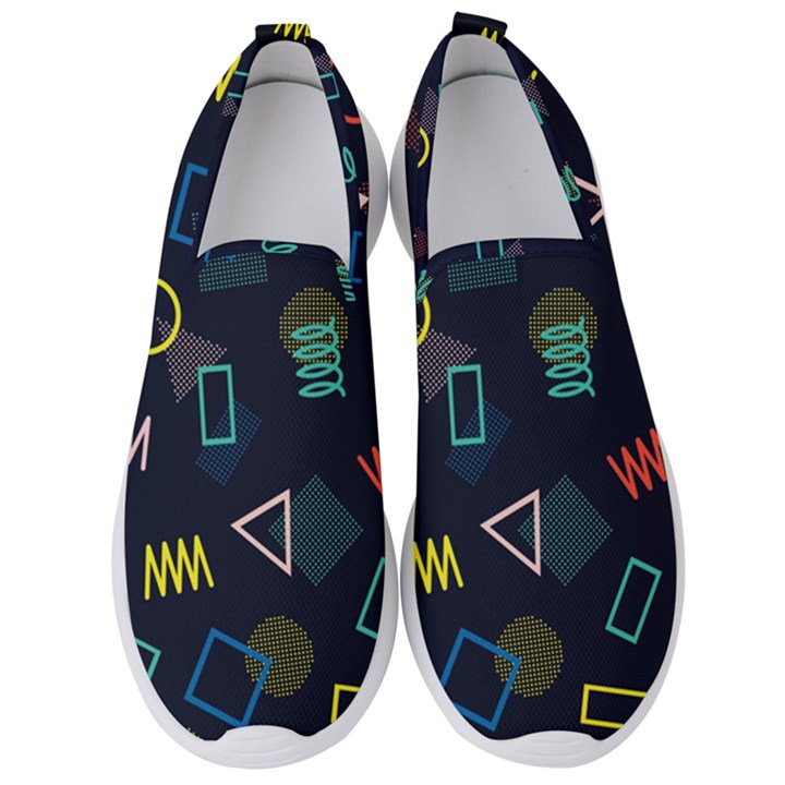 Memphis Seamless Patterns Abstract Jumble Textures Men s Slip On Sneakers