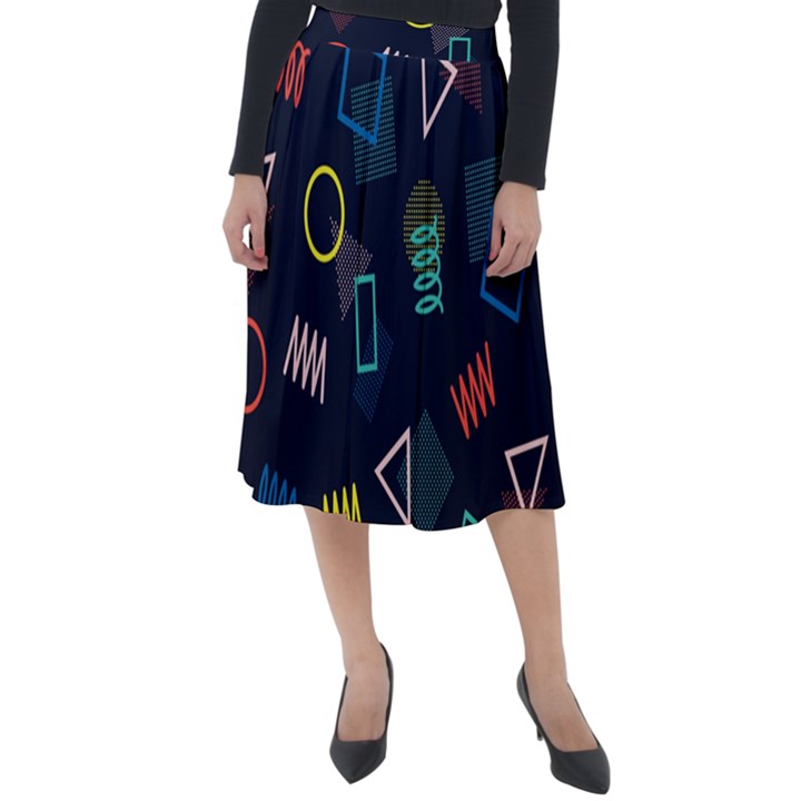 Memphis Seamless Patterns Abstract Jumble Textures Classic Velour Midi Skirt 